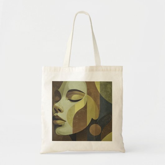 Abstract Earth-Tone Face Tote Bag Tragetasche (Vorne)