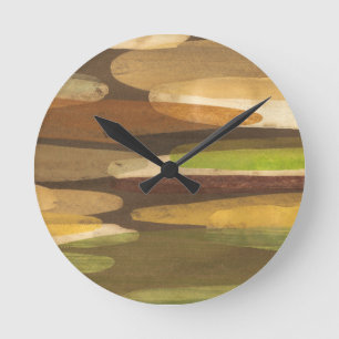 Abstract Earth Tone Landscape Runde Wanduhr