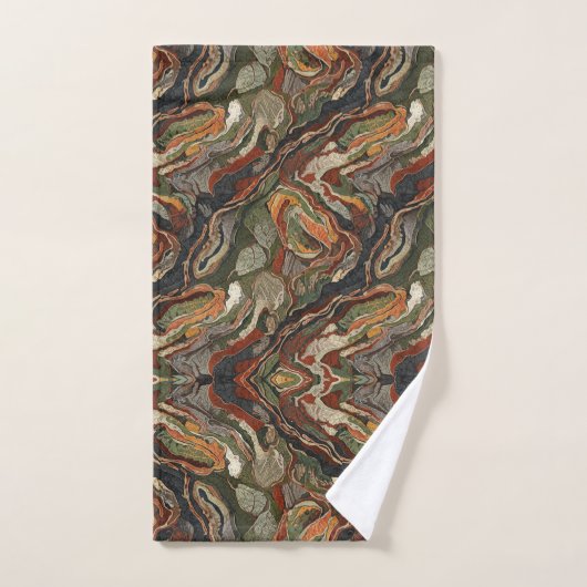 Abstract Earth Tone Swirl Pattern Badhandtuch Set (Handtuch)