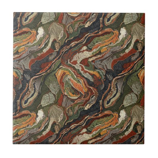 Abstract Earth Tone Swirl Pattern Fliese (Vorderseite)