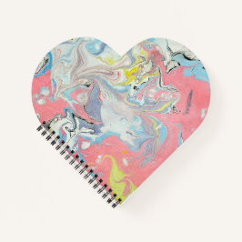 Abstract Ebru Water Marbling Pastel Heart Shaped Notizblock