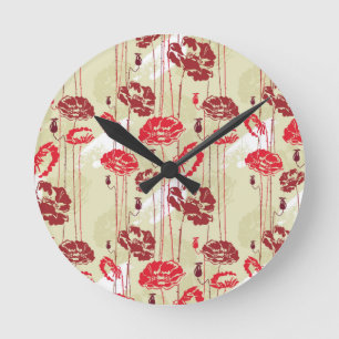 Abstract Elegance floral pattern 2 Runde Wanduhr
