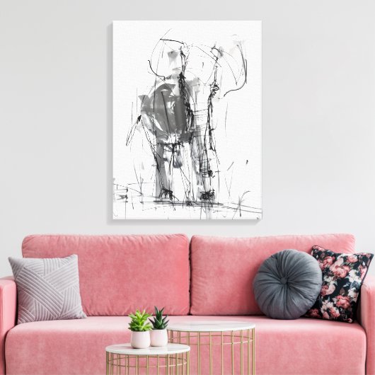 Abstract Elephant Sketch – Expressive Wildlife Art Leinwanddruck (Insitu (Wohnzimmer))