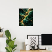 Abstract Emerald Green Jade and Gold Art Poster (Heimbüro)