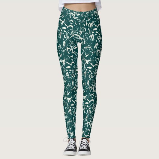 Abstract Emerald Green Leggings (Vorderseite)