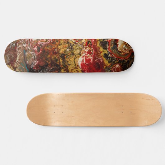 Abstract Expressionism Black Gold & Red Skateboard (Horizontal)
