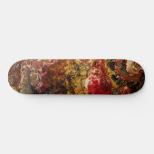 Abstract Expressionism Black Gold & Red Skateboard (Horizontal)