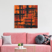 Abstract Expressionism Orange and Black Grid Canva Leinwanddruck (Insitu (Wohnzimmer))