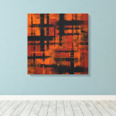 Abstract Expressionism Orange and Black Grid Canva Leinwanddruck (Insitu (Holzboden))