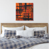 Abstract Expressionism Orange and Black Grid Canva Leinwanddruck (Insitu (Schlafzimmer))