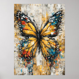 Abstract Expressionist Butterfly Painting Colorful Poster