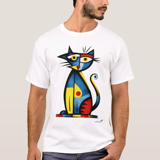 Abstract Expressionist Cat Modern Animal Art T-Shirt (Vorderseite)