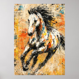 Abstract Expressionist Horse Painting Dynamic Poster