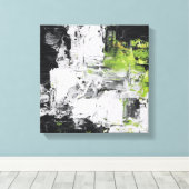 Abstract Expressionist Impasto Black White Neon Gr Leinwanddruck (Insitu (Holzboden))