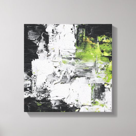 Abstract Expressionist Impasto Black White Neon Gr Leinwanddruck (Vorderseite)