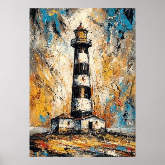 Abstract Expressionist Lighthouse Painting Coastal Poster (Vorne)