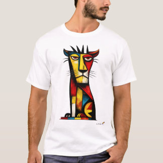 Abstract Expressionist Lion Geometric Modern Art T-Shirt