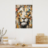 Abstract Expressionist Lion Portrait Modern Wild Poster (Küche)