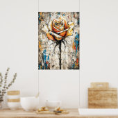 Abstract Expressionist Rose Painting Modern Floral Poster (Küche)