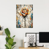 Abstract Expressionist Rose Painting Modern Floral Poster (Heimbüro)