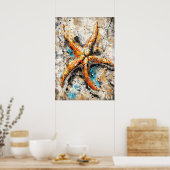 Abstract Expressionist Starfish Painting Coastal Poster (Küche)