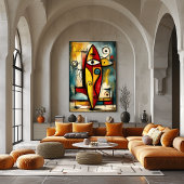 Abstract Expressionist Surfboard – Symbolic Modern Poster