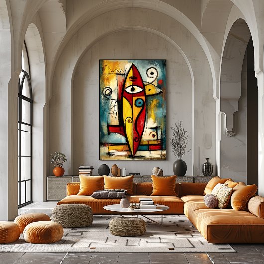 Abstract Expressionist Surfboard – Symbolic Modern Poster