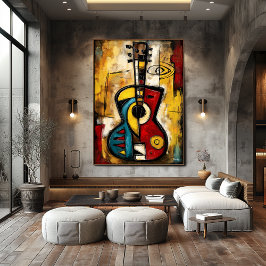 Abstract Expressionist Ukulele – Symbolic Modern Poster