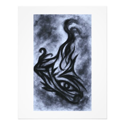 Abstract Eye and Flame Charcoal Art Fotodruck (Vorne)
