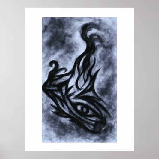 Abstract Eye and Flame Charcoal Art Poster (Vorne)