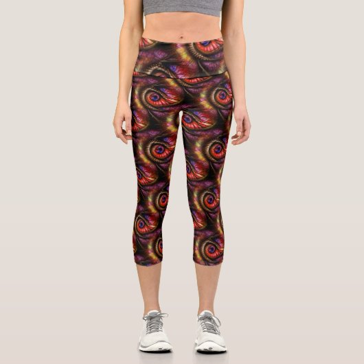 Abstract eyes in reds and purples capri leggings (Vorderseite)