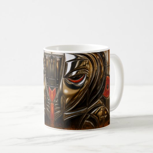 Abstract Face Bronze Kaffeetasse (VorderseiteRechts)