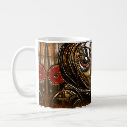 Abstract Face Bronze Kaffeetasse (Links)