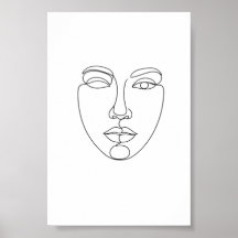 Abstract Face Minimalist Line Art Poster