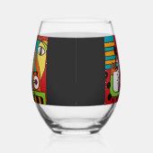 Abstract Face with Wine Stemless Wine Glass Weinglas Ohne Stiel (Rechts)