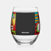 Abstract Face with Wine Stemless Wine Glass Weinglas Ohne Stiel (Links)