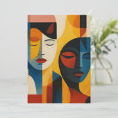 Abstract Faces Art Print, Dual Portrait, Abstract Einladung (Stehend Vorderseite)