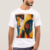 Abstract Faces Art Print, Dual Portrait, Abstract T-Shirt (Vorderseite)