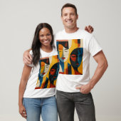 Abstract Faces Art Print, Dual Portrait, Abstract T-Shirt (Unisex)