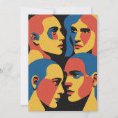 Abstract Faces Grid Art Print, Human Faces Einladung (Vorderseite)