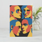 Abstract Faces Grid Art Print, Human Faces Einladung (Stehend Vorderseite)