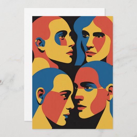 Abstract Faces Grid Art Print, Human Faces Einladung (Vorne/Hinten)