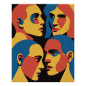 Abstract Faces Grid Art Print, Human Faces Poster (Vorderseite)