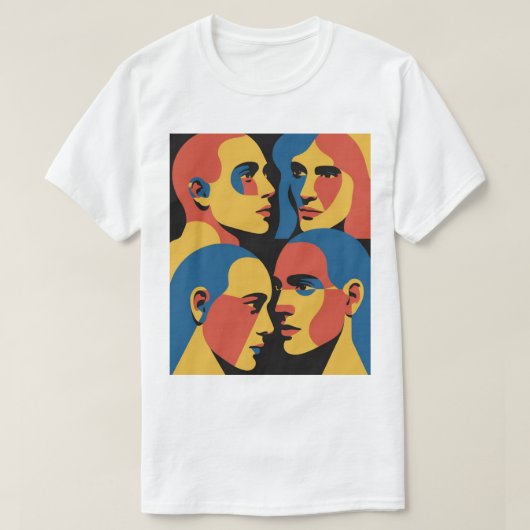 Abstract Faces Grid Art Print, Human Faces T-Shirt (Design vorne)