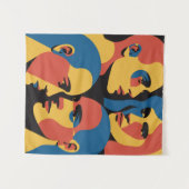 Abstract Faces Grid Art Print, Human Faces Wandteppich (Vorderseite (Horizontal))