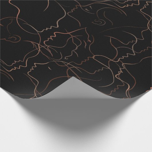 Abstract Faces Line Art Wrapping Paper Geschenkpapier (Ecke)