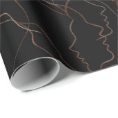 Abstract Faces Line Art Wrapping Paper Geschenkpapier (Rolleneckpunkt)