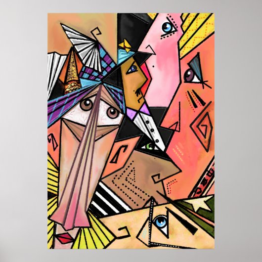 Abstract Faces Moods Poster Cubism Portrait (Vorne)