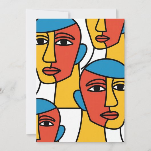 Abstract Faces Print, Vibrant Geometric Art Einladung (Vorderseite)