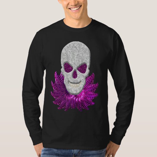 Abstract Fantasy Lacy Skull Goth Pink Eyes T-Shirt (Vorderseite)